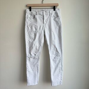 Agolde Women’s White Size 29 White Distressed Raw Hem Sophie Crop Jeans